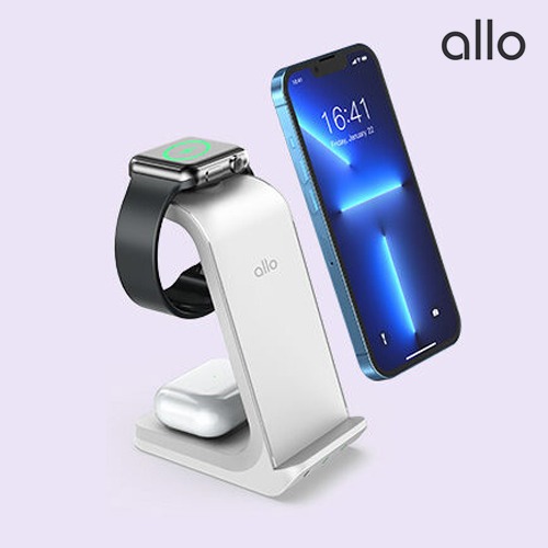 [allo] 알로 3IN1 고속 무선 충전기_UC320W_화이트 (애플 상품 전용)