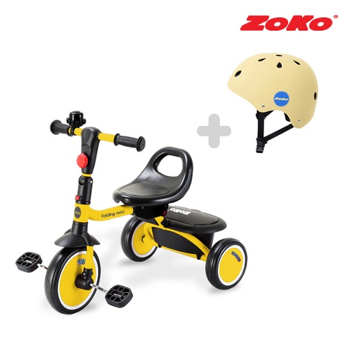 [ZOKO] 조코 폴딩 미니 유아동 세발자전거+헬멧 (옐로우+크림)